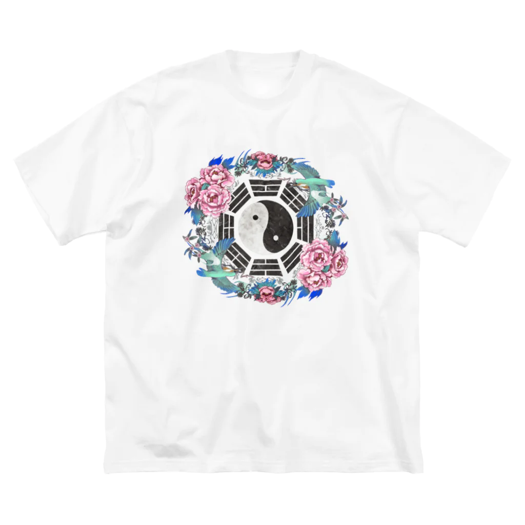 狭刈十の花鳥八卦図 ビッグシルエットTシャツ