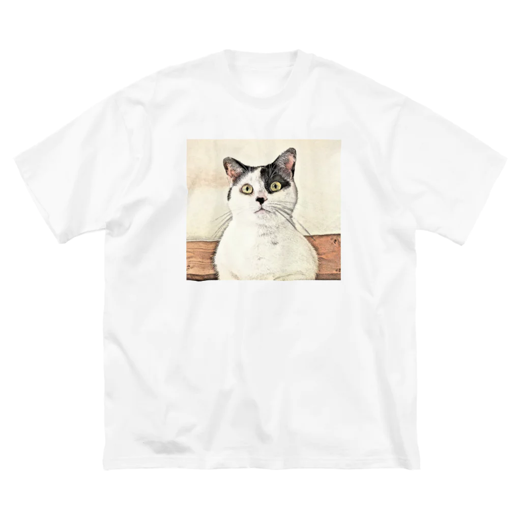 猫ねむりzzz..の鼻ブチ猫ちゃんスケッチ風 ビッグシルエットTシャツ