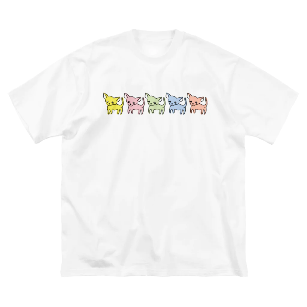 akane_art（茜音工房）のゆるチワワ（カラフル） ビッグシルエットTシャツ