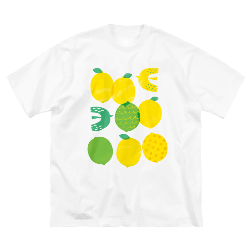 raindropのレモンと鳥 ビッグシルエットTシャツ