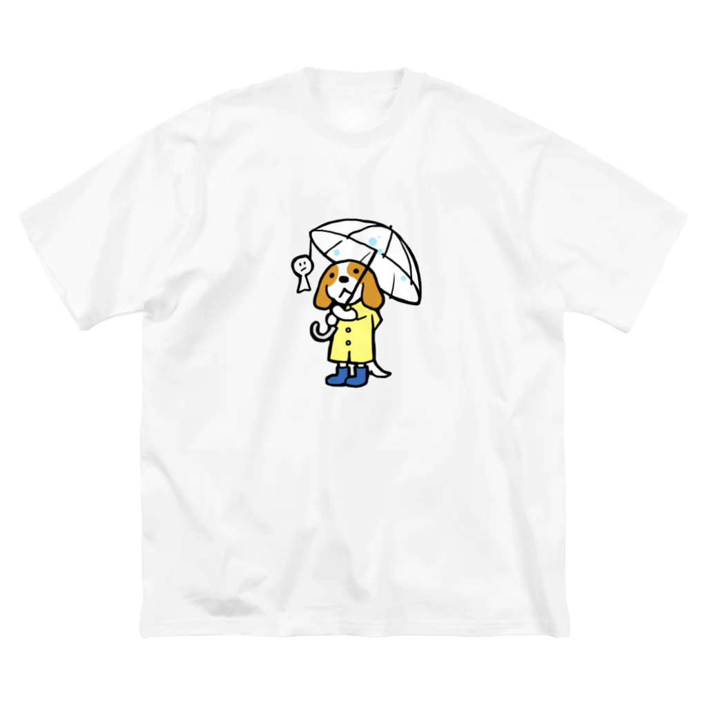 BLENHEIMの雨の日キャバリア（ブレンハイム） ビッグシルエットTシャツ