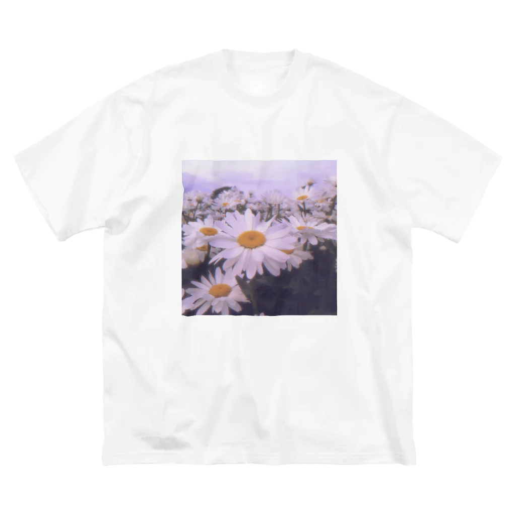 Haunted LabのWhite flowers 白いお花 ビッグシルエットTシャツ