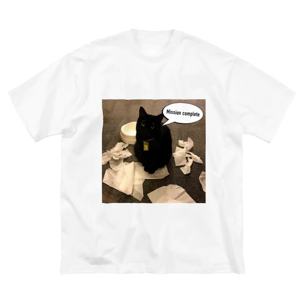 猫カフェ ぶぅたんグッズショップの渋い仕事をするララくん ビッグシルエットTシャツ