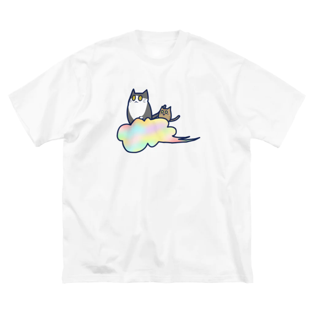 cosmicatiromの五色の雲と二匹の猫 ビッグシルエットTシャツ