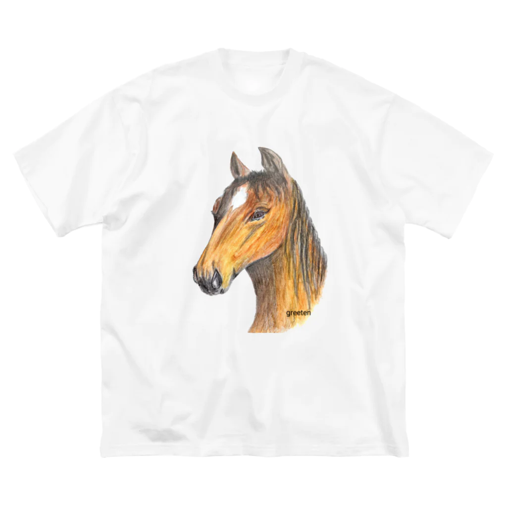 greetenの馬 アート ビッグシルエットTシャツ