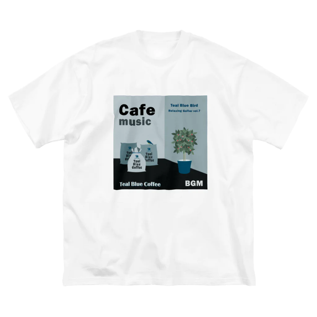 Teal Blue CoffeeのCafe music - Teal Blue Bird - ビッグシルエットTシャツ