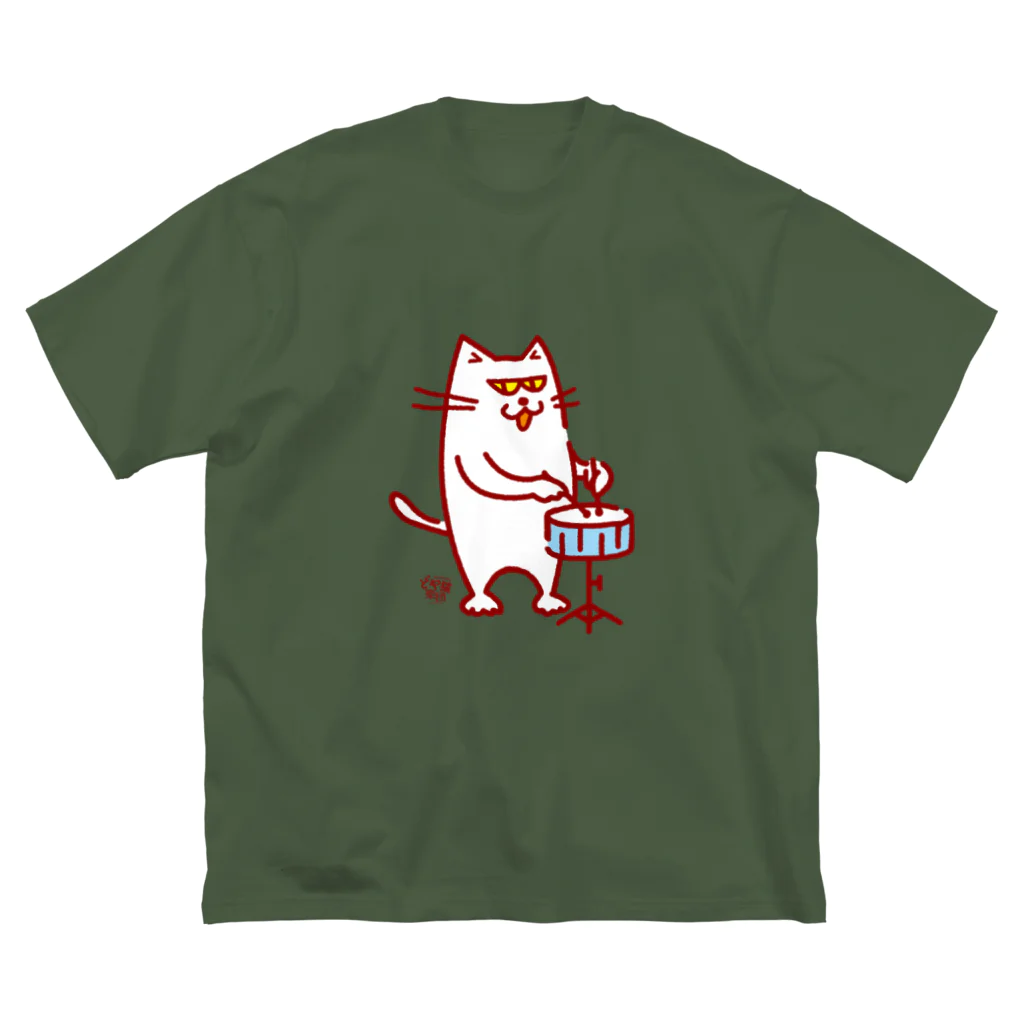 otoshimono-music shopのどや猫楽団・スネアドラム ビッグシルエットTシャツ