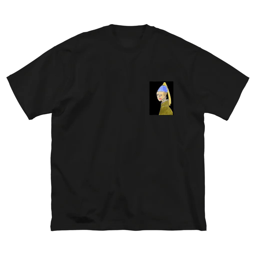 Genart0717のGirl with a pearl earring　フェルメールの真珠の耳飾りの少女 ビッグシルエットTシャツ