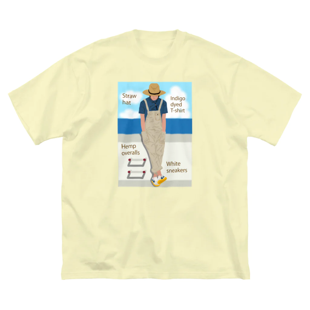 キッズモード某の海と麦わら帽の青年 Big T-Shirt