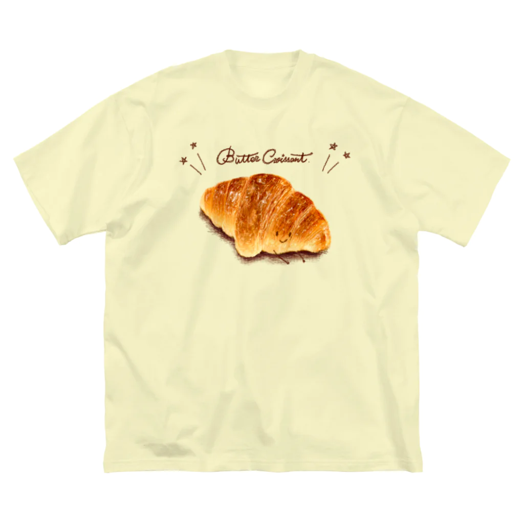 いわさきまゆこ｜食べ物イラストのバタークロワッサン ビッグシルエットTシャツ