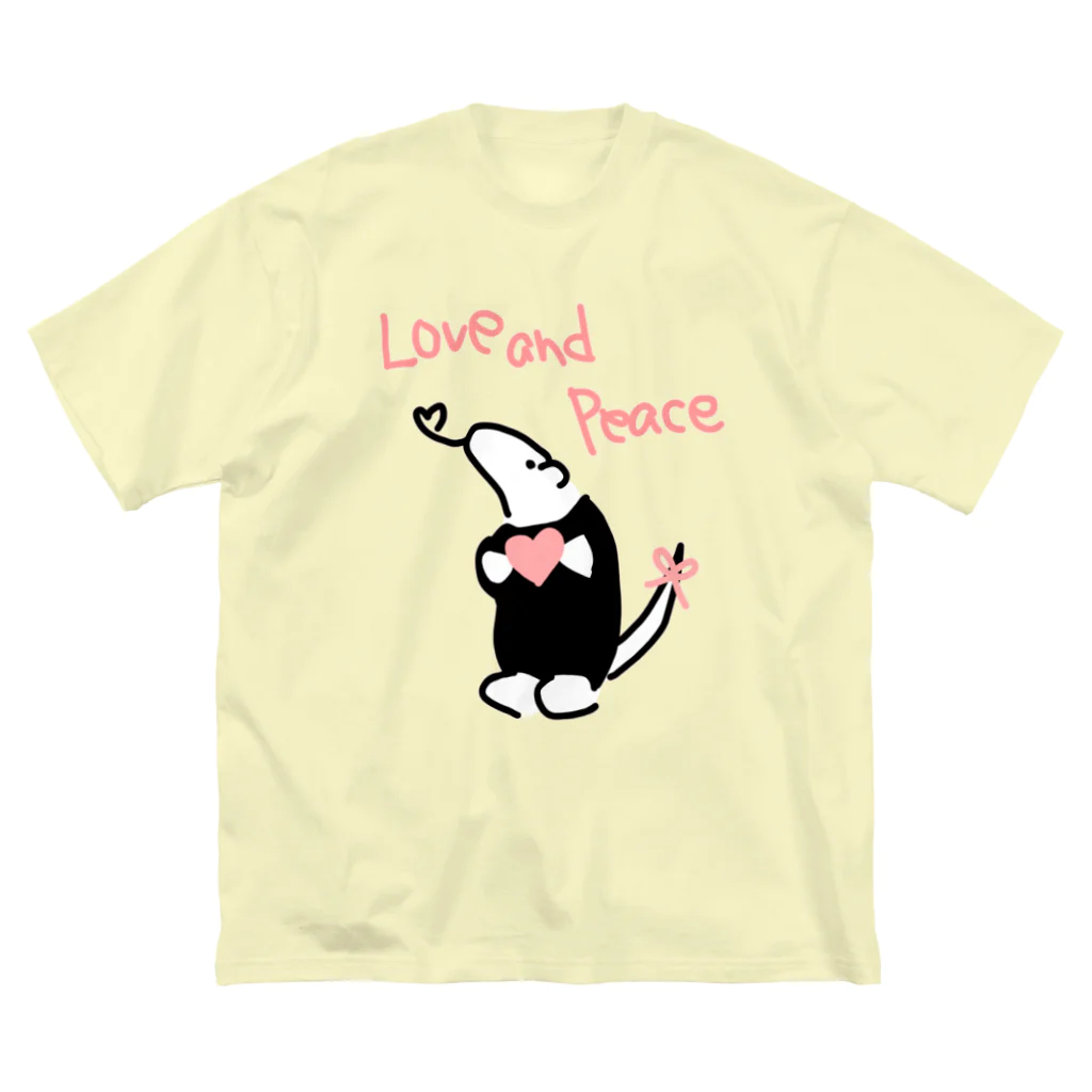 ミナミコアリクイ【のの】のLove and Peace ビッグシルエットTシャツ