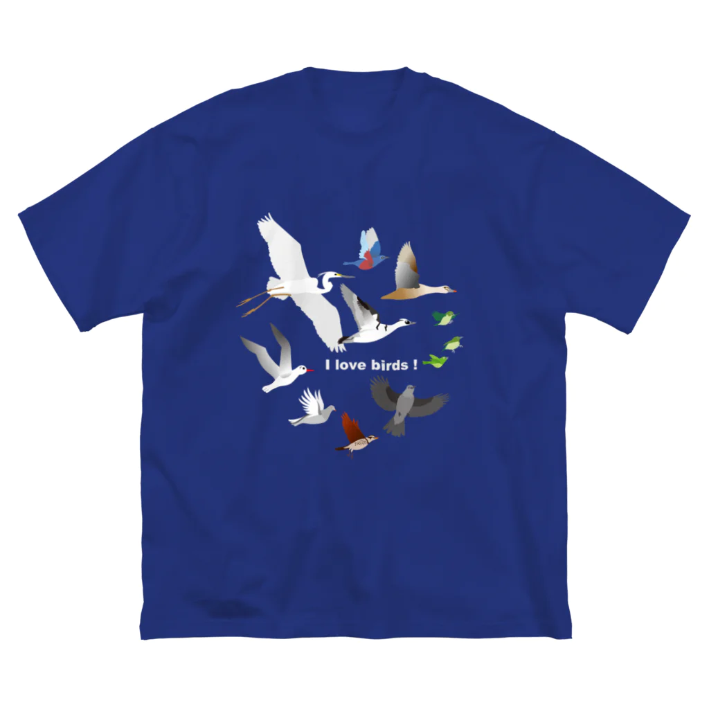 エダマメトイチ雑貨店のI love birds D 特大   ビッグシルエットTシャツ