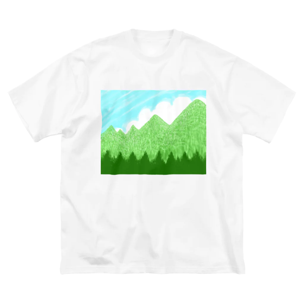 ✨🌈✨ユラクラカン🇯🇵 ✨🌈✨の☁️青空と雲☁️と青い山脈🗻ズ ビッグシルエットTシャツ