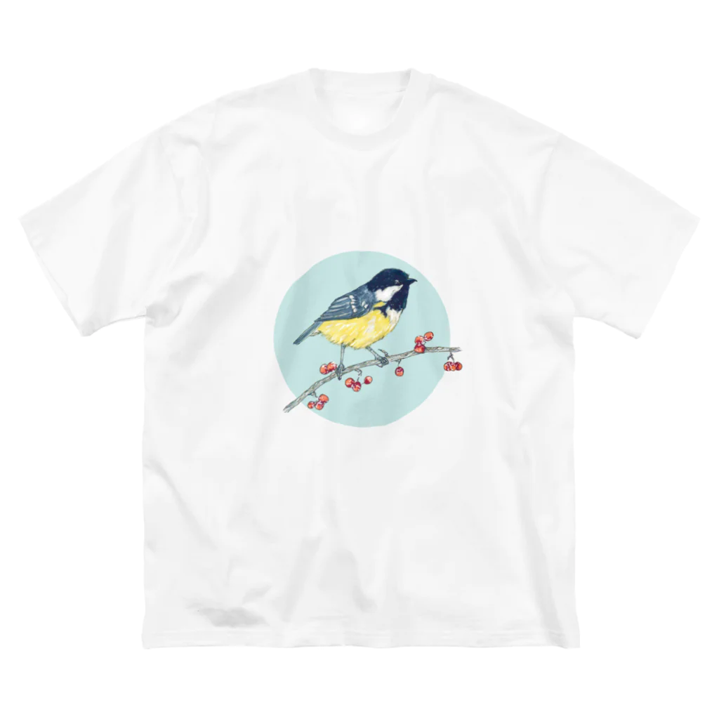 Nellyhime のアートのベリーと鳥 (Great Tit) Big T-Shirt