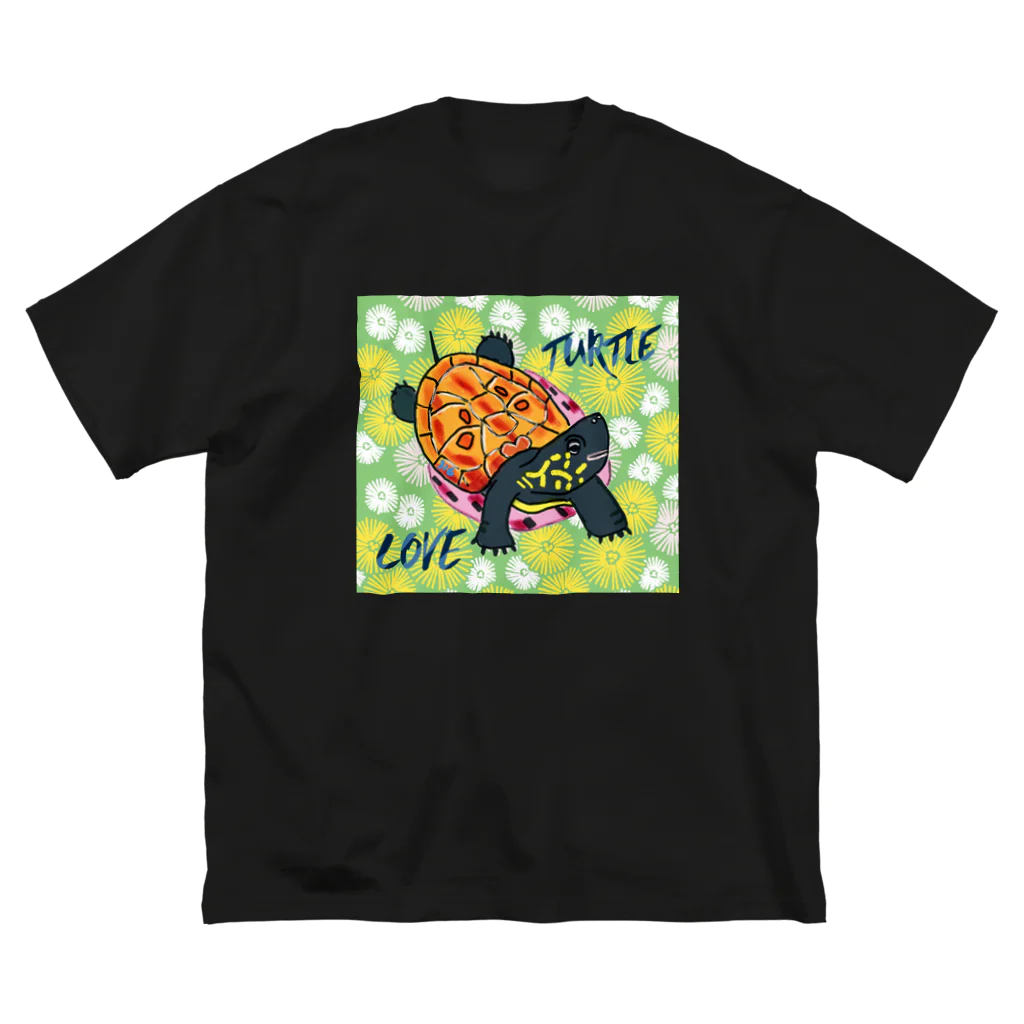 316(MIHIRO)の子亀のクサガメちゃん カラフル ビッグシルエットTシャツ