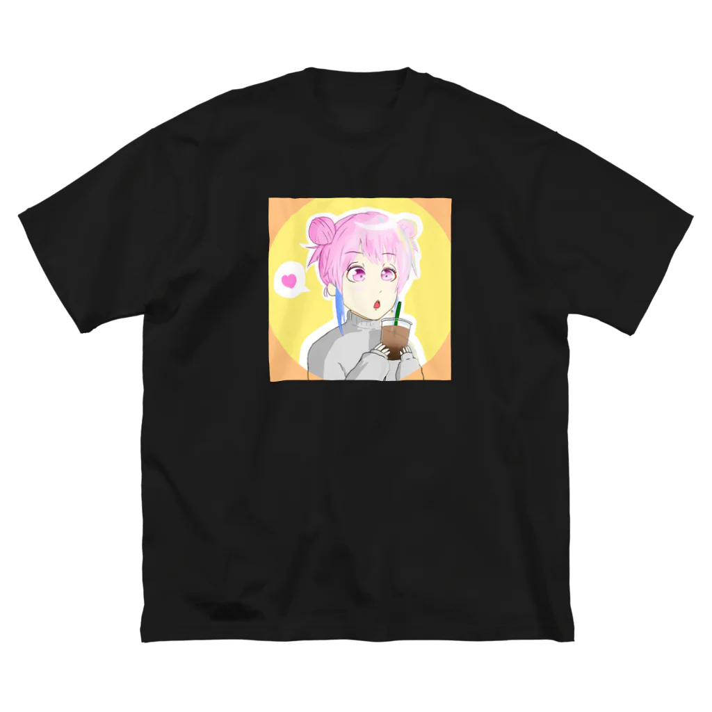 らいおん's SHOPのタピる女の子 ビッグシルエットTシャツ