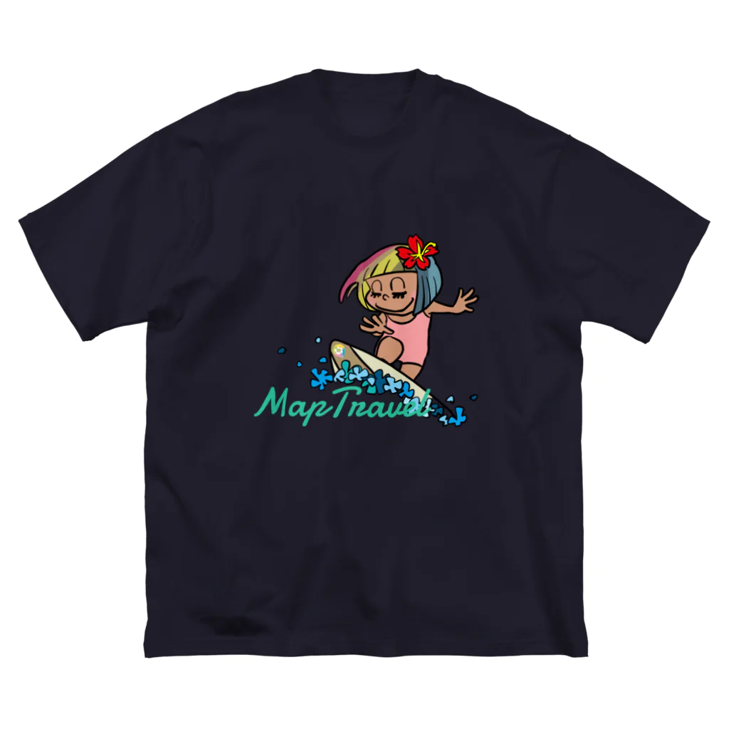 ハワイが大好きな女の子『HENOHENO MAPPY』のHHM.SURFRIDER（MapTravel Ver.） Big T-Shirt