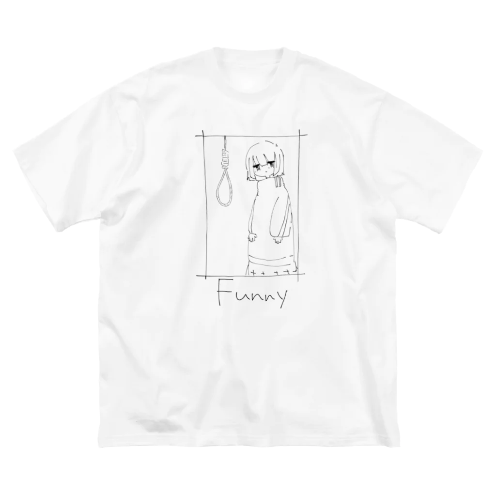 Rate LatteのくびつりFunny白系 Big T-Shirt