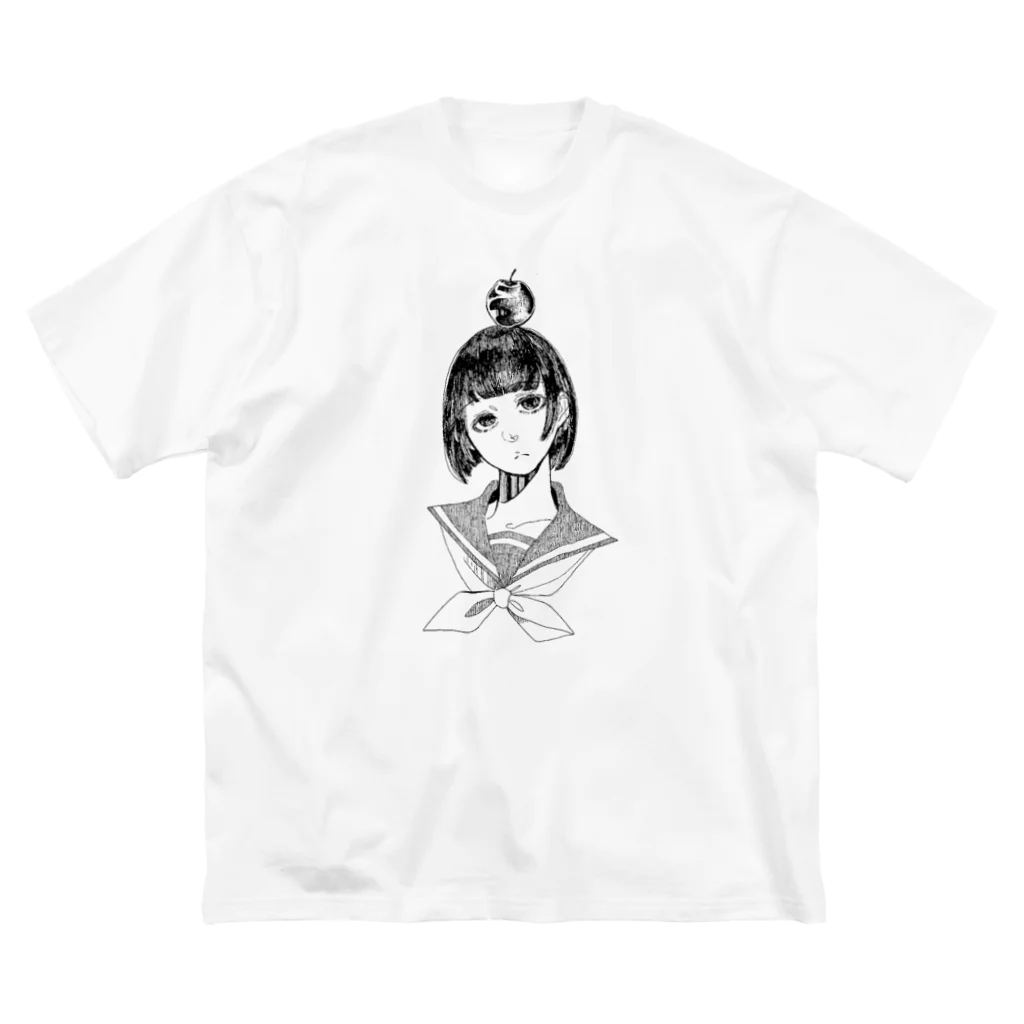 poppyのりんごと万有引力と少女 ビッグシルエットTシャツ