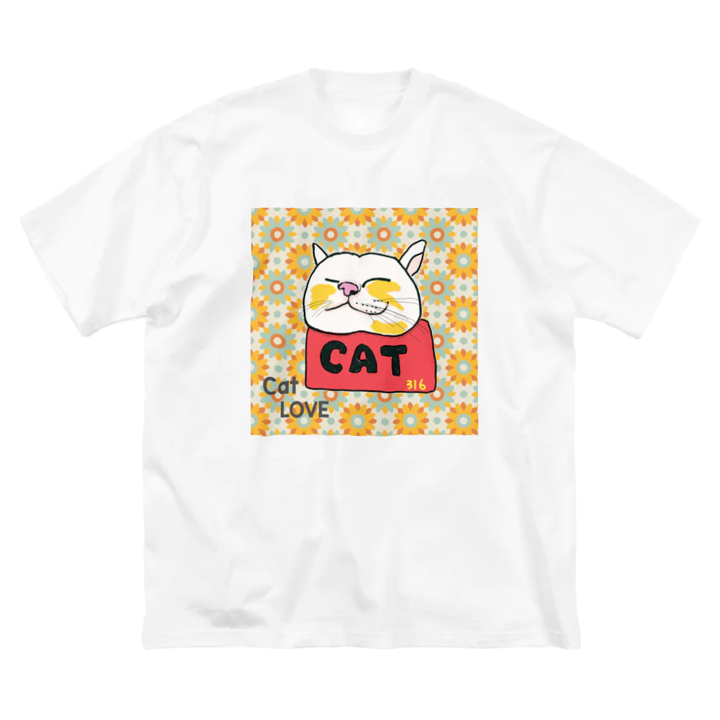 316(MIHIRO)のねこのリラックス レトロ Big T-Shirt