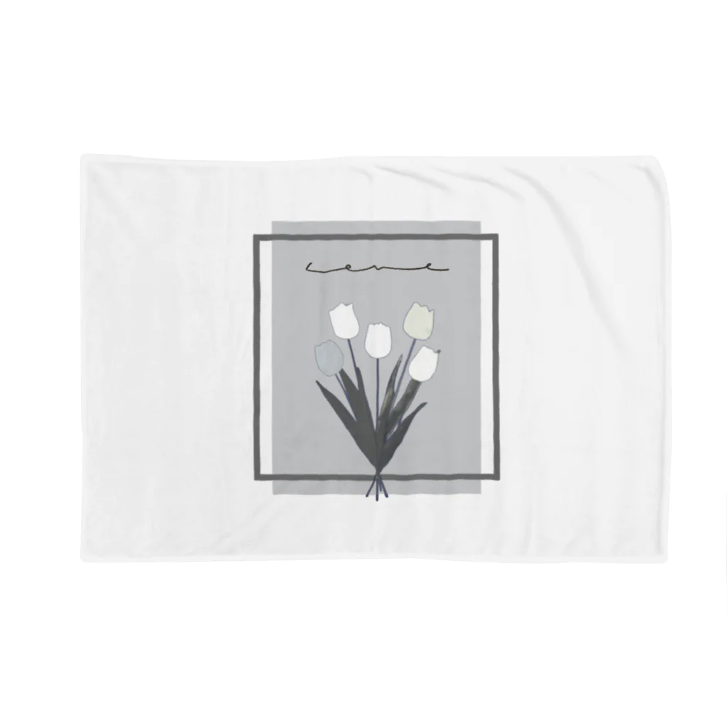 rilybiiのgrayish color × white × charcoal ×  tulip bouquet ブランケット
