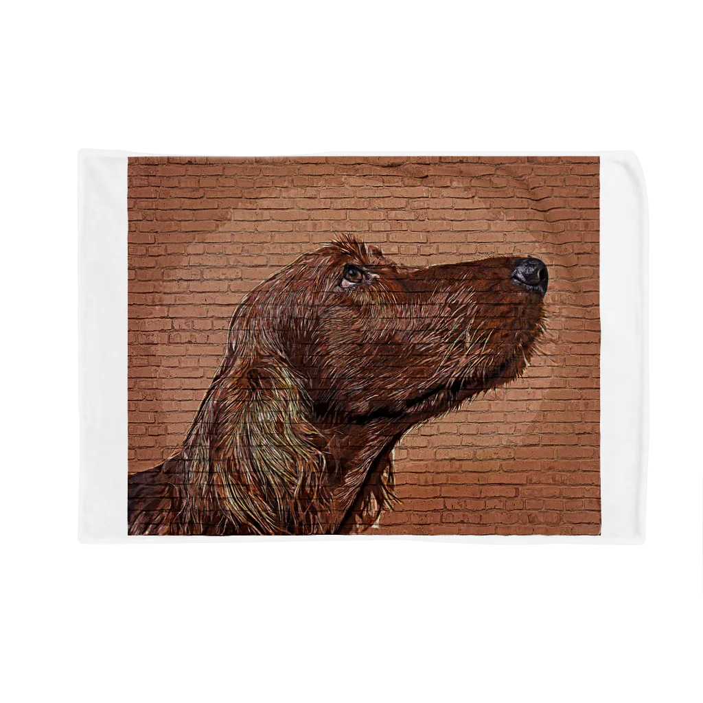 【CPPAS】Custom Pet Portrait Art Studioのアイリッシュセッタードッグ - レンガブロック背景 Blanket