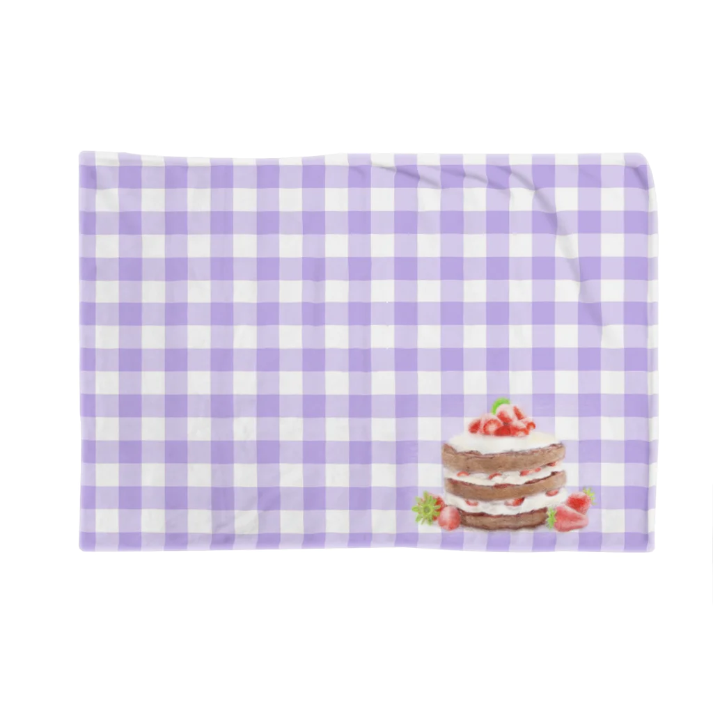 utouch_のいちごケーキ〈チェック〉 ブランケット
