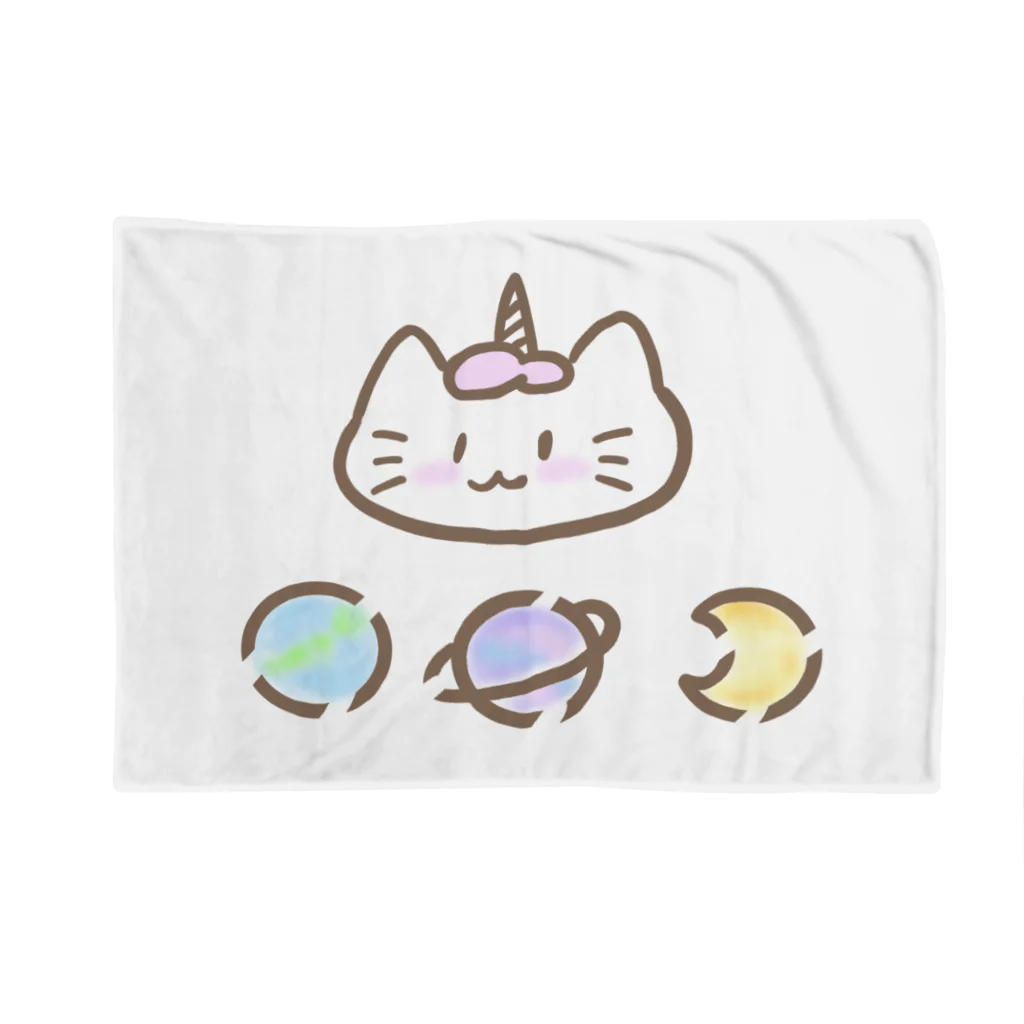 ゆにねこ惑星の🪐ゆにねこ🪐ピンク(髪色) ブランケット