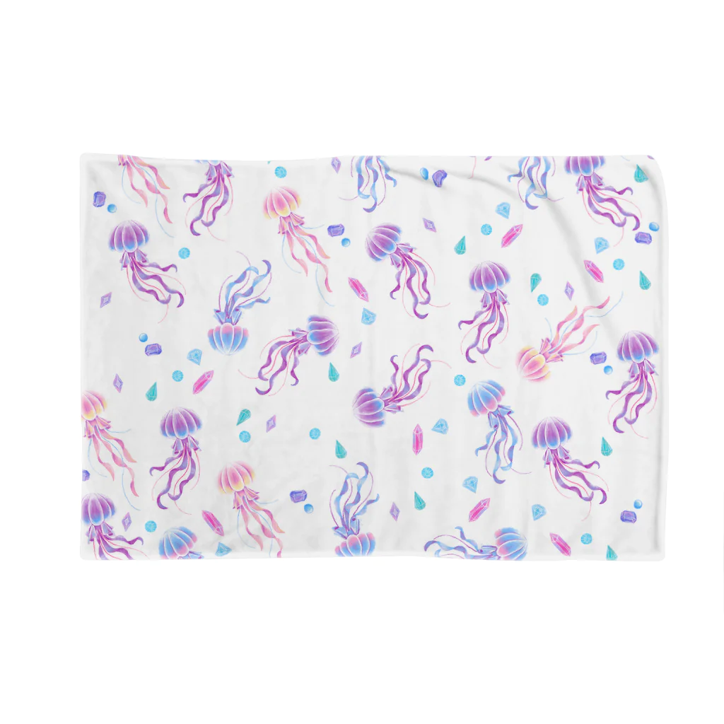 Fanfleecyのjelly fish(white) Blanket