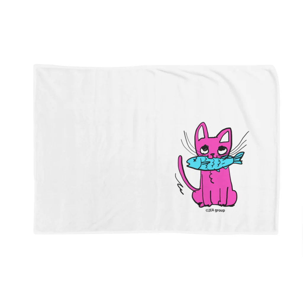 Official GOODS Shopのお魚くわえたピンクニャーンコ Blanket