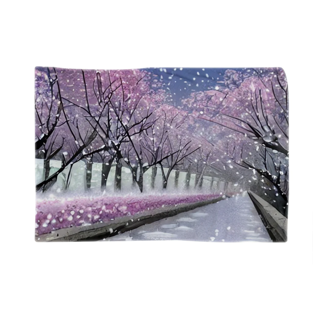 Yossy's Item Factoryの夜の桜並木に雪 Blanket