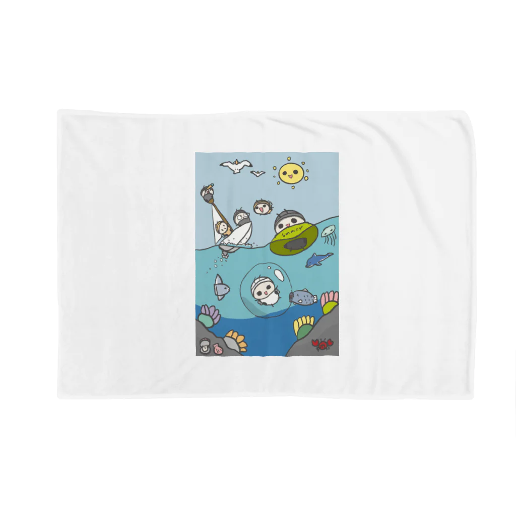 Ohiro’s Shop のハチとアリの海水浴(両面プリント) Blanket