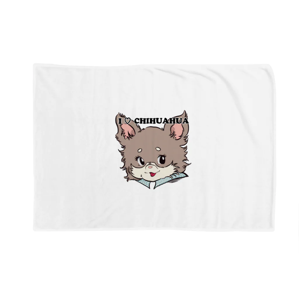 チャリティーグッズ-犬専門デザインのチワワ-チョコタン「I♡CHIHUAHUA」 Blanket