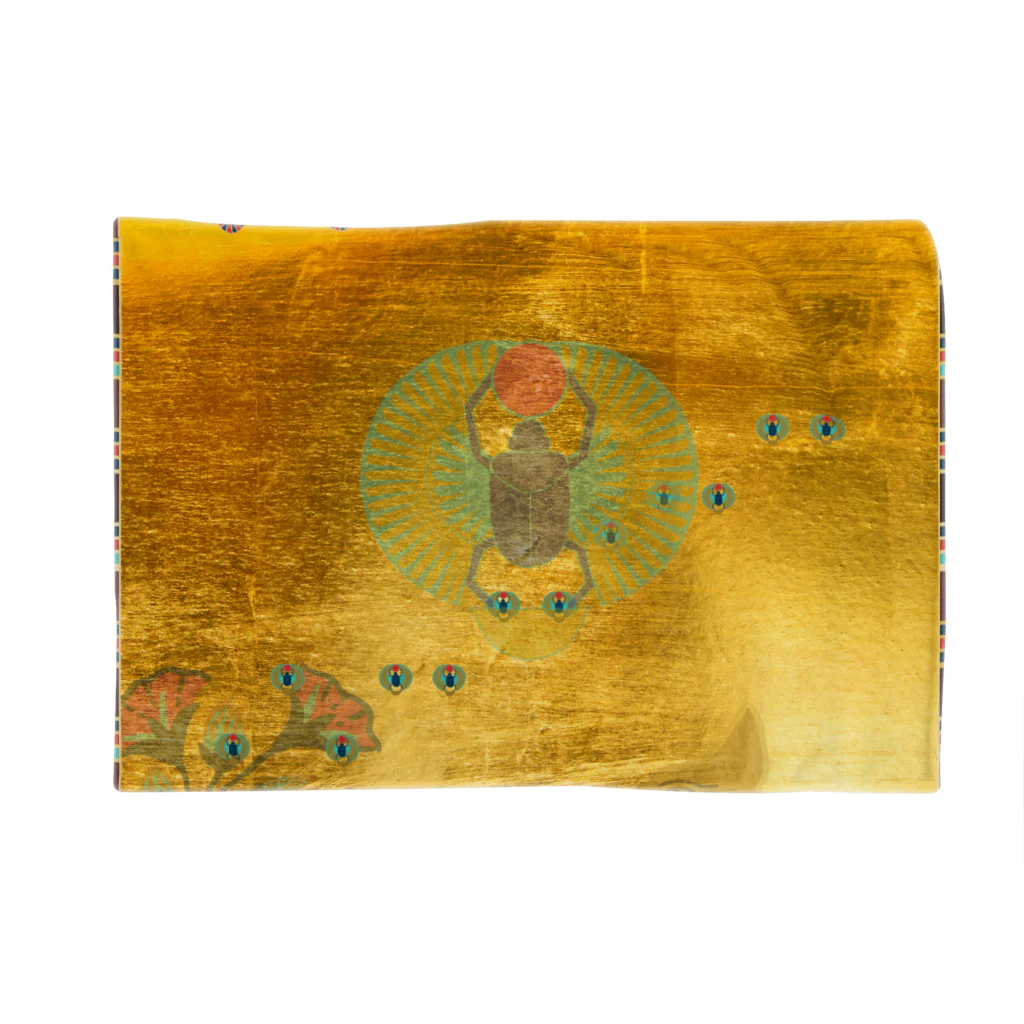 qasr el asulの古代エジプト　K24ゴールドカラー　(スカラベ • バステト • ロータス) ブランケット