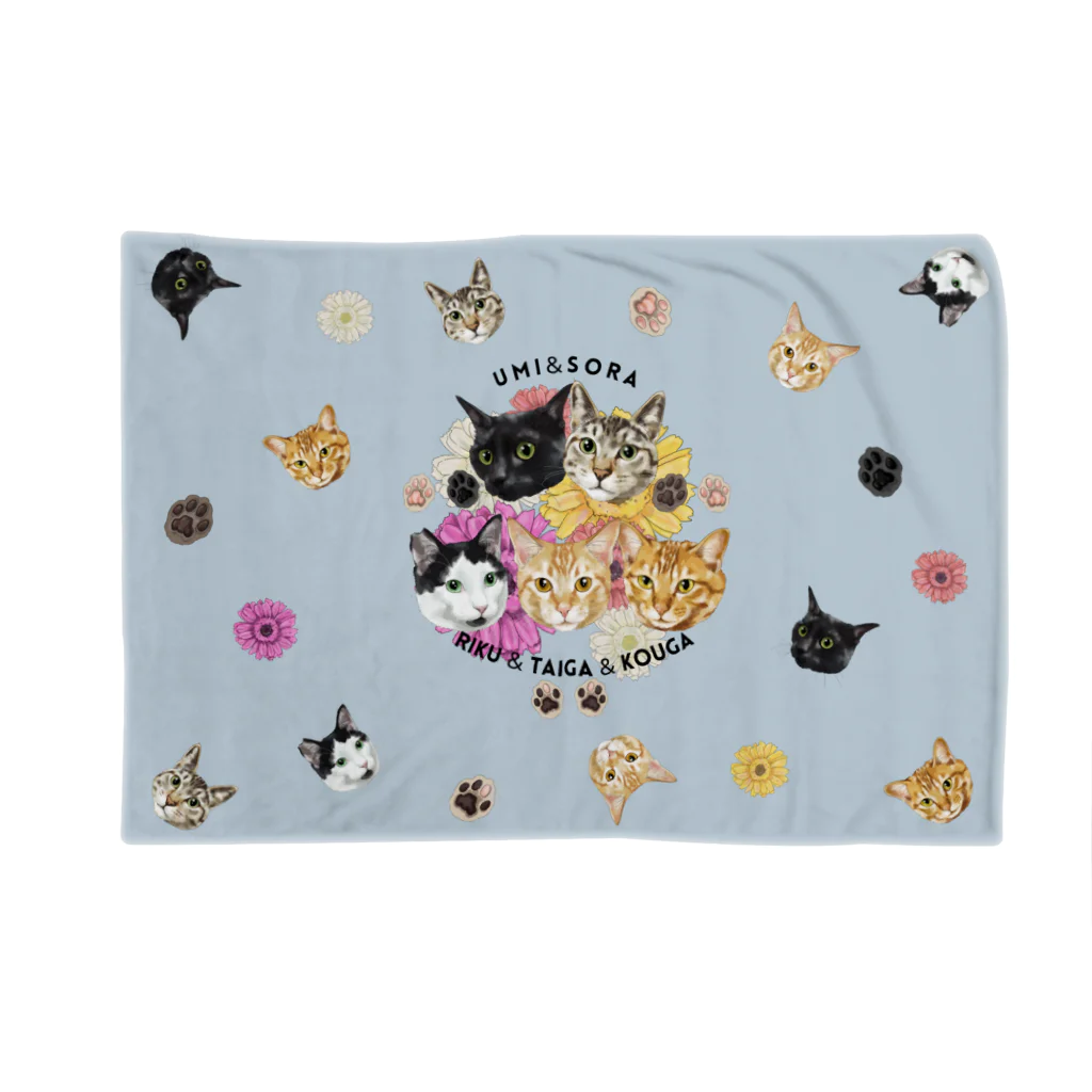 みきぞーん｜保護猫 ミッキー画伯と肉球とおともだちのumi sora riku taiga kouga Blanket