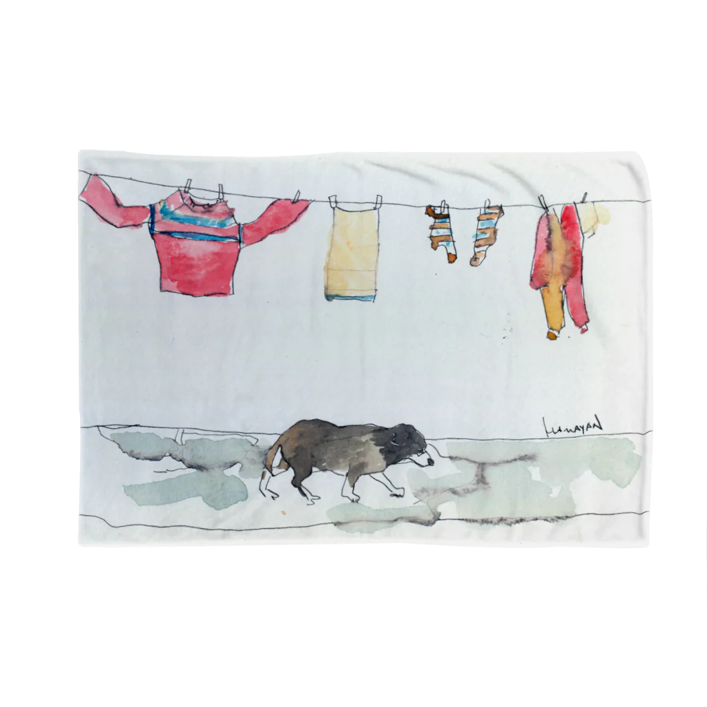 O'HAMAYAN「御濵屋庵」の犬と洗濯物 ブランケット