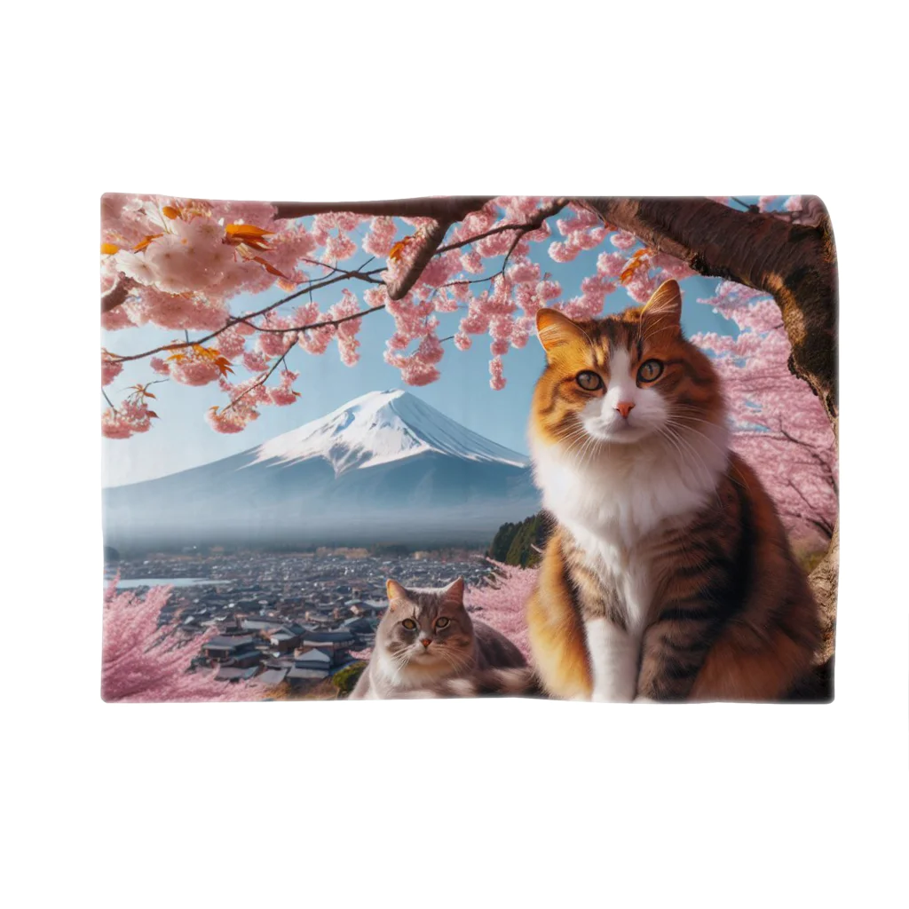 猫好き Japanの富士山と猫 Blanket