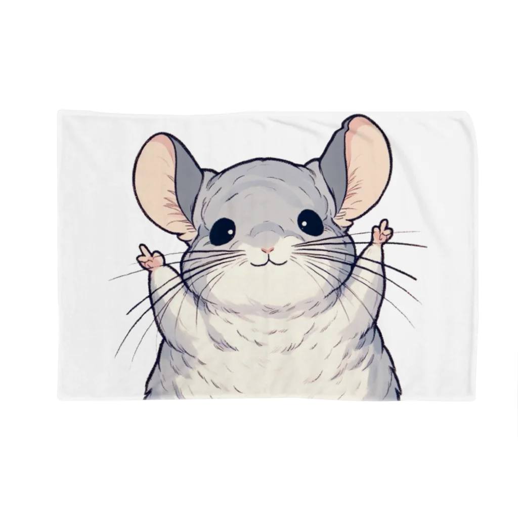 もふっとチンチラ🐭のばんざいチンチラ Blanket