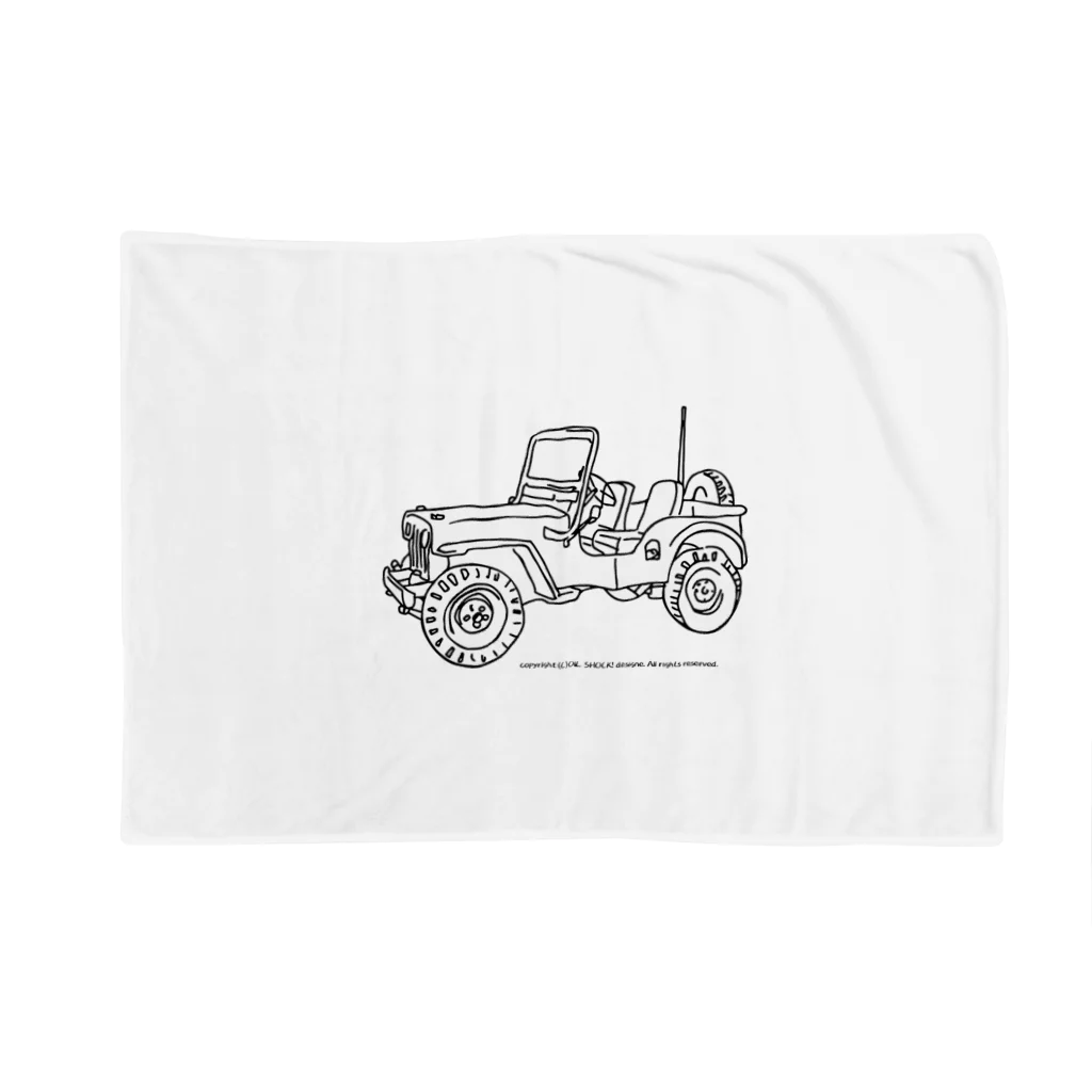 ファンシーTシャツ屋のJeep イラスト ライン画 Blanket