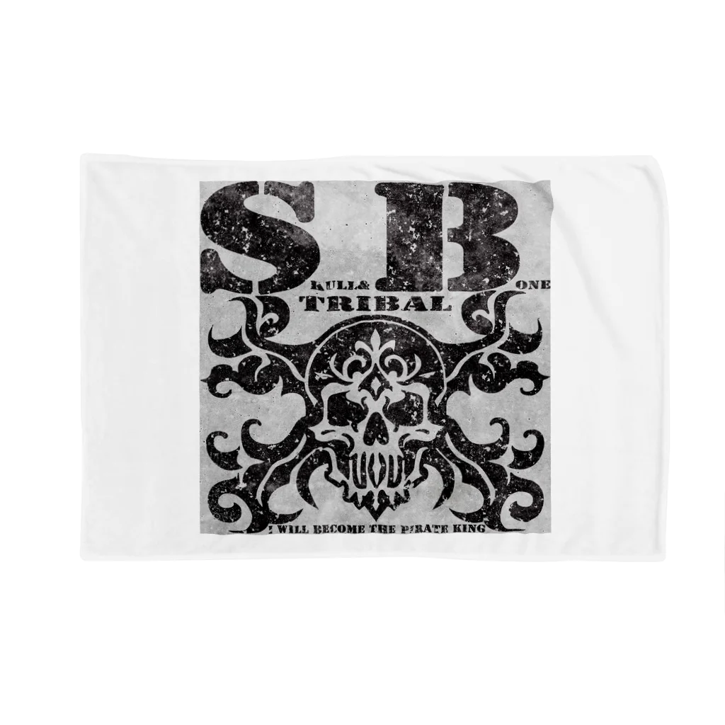 Ａ’ｚｗｏｒｋＳのSKULL&BONE TRIBAL GRUNGE BLK ON CONCRETE Blanket