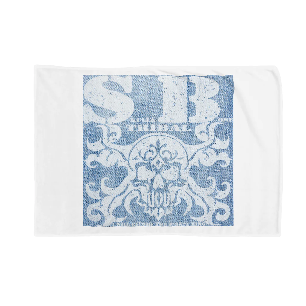 Ａ’ｚｗｏｒｋＳのSKULL&BONE TRIBAL GRUNGE WHT ON DENIM Blanket