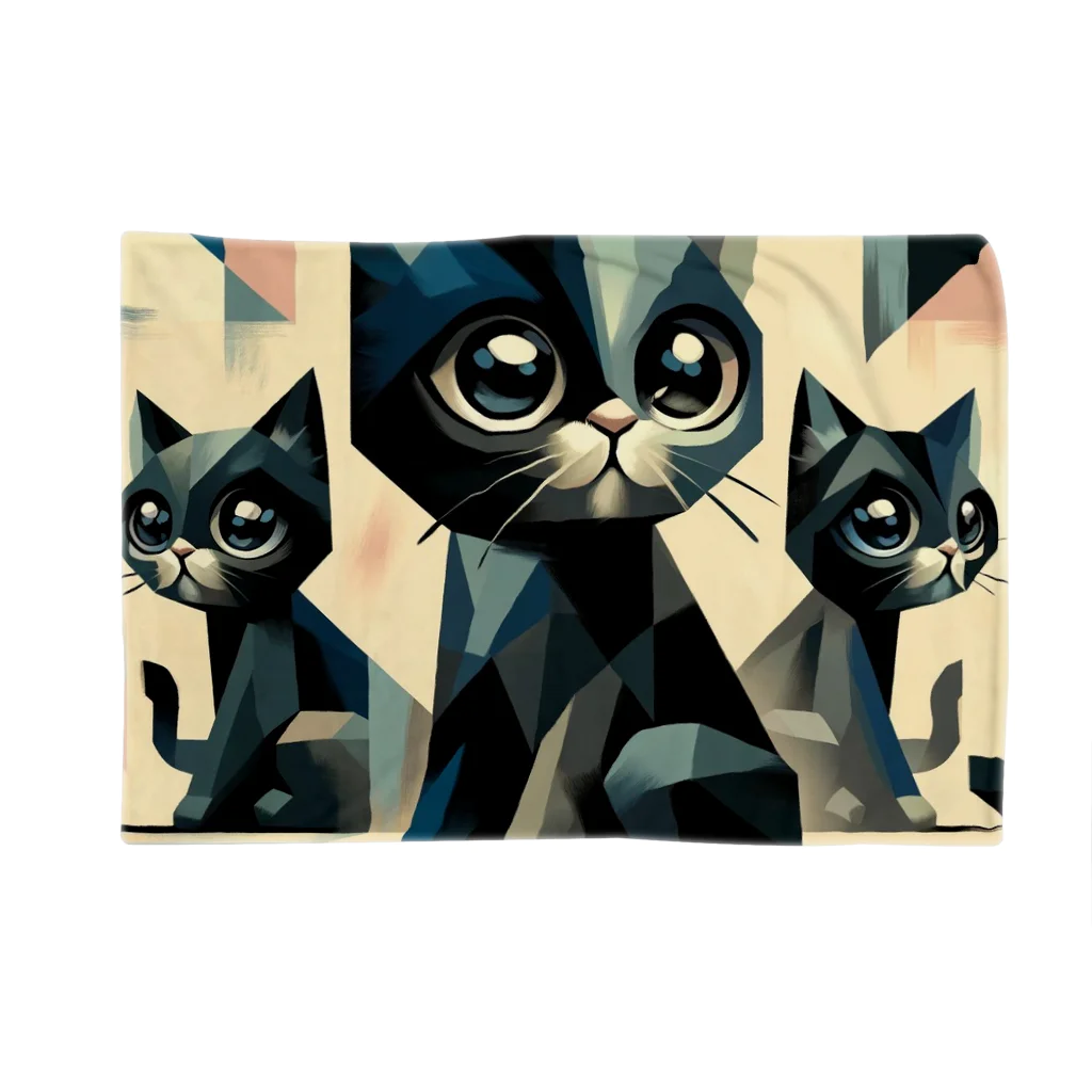スタイル112の黒猫　キュビズム01 Blanket