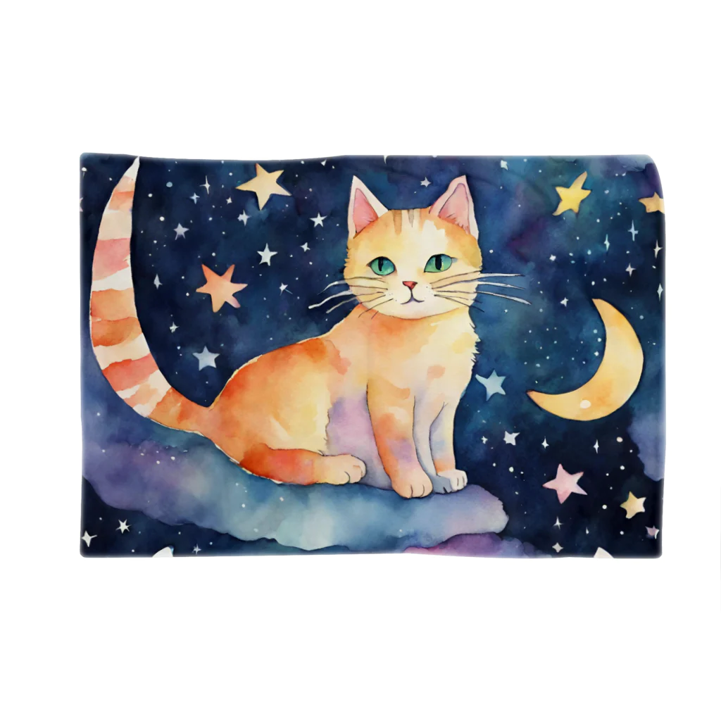 星降る夜にの月と猫 Blanket