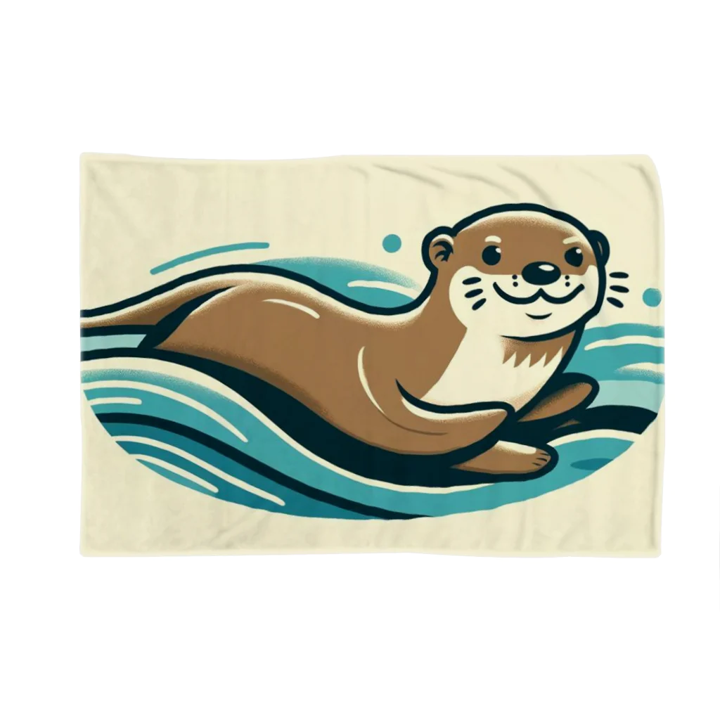 suke3kaku3の愛らしい表情のカワウソがプカプカ Blanket