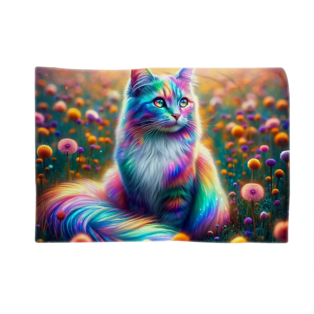 momonekokoの虹色に輝く優雅な猫 Blanket