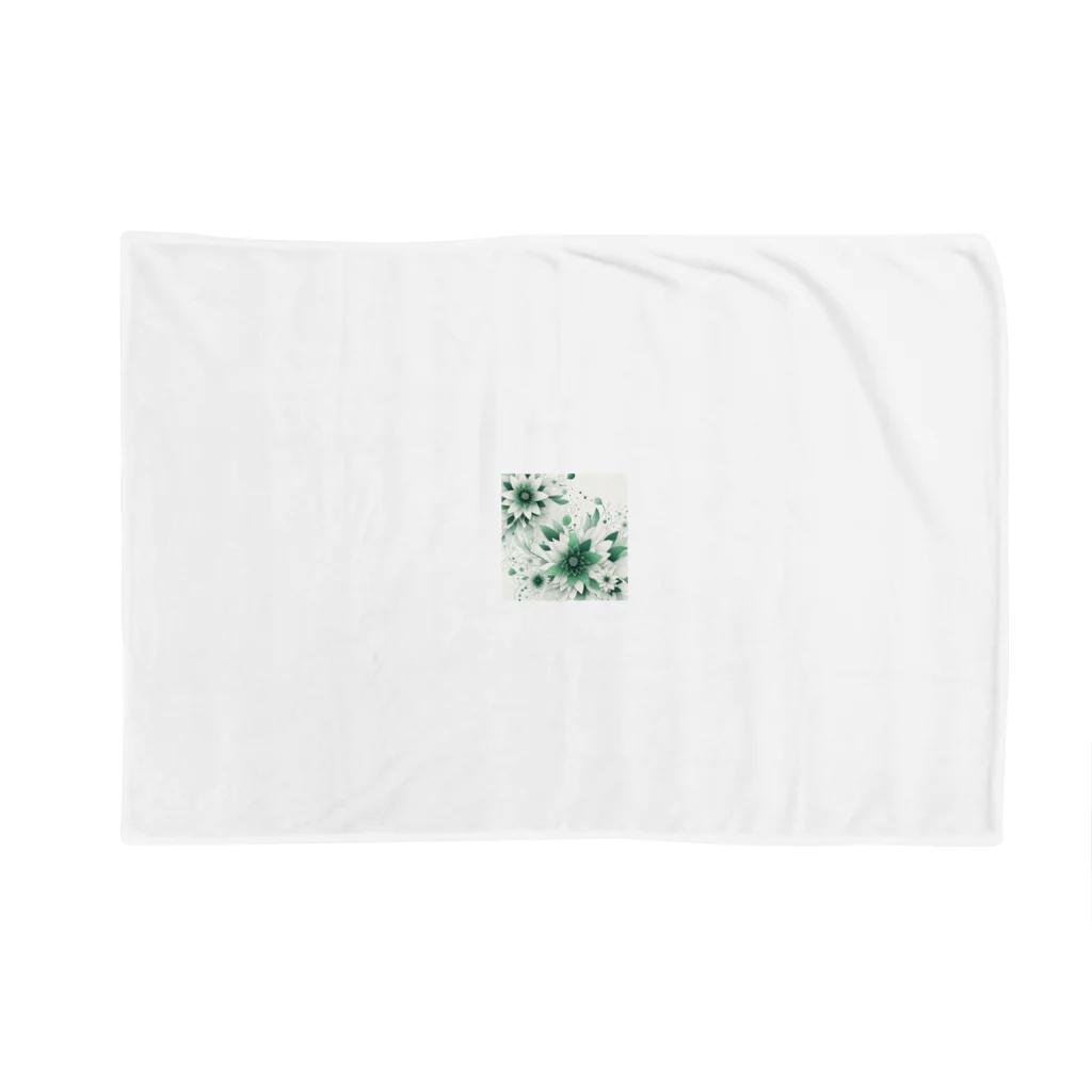 アミュペンの数学的なデザインを持つ緑と白の花 Blanket