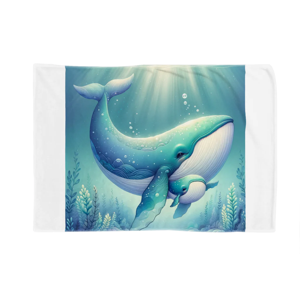 わくわく海の雑貨屋のほのぼのクジラの親子 Blanket