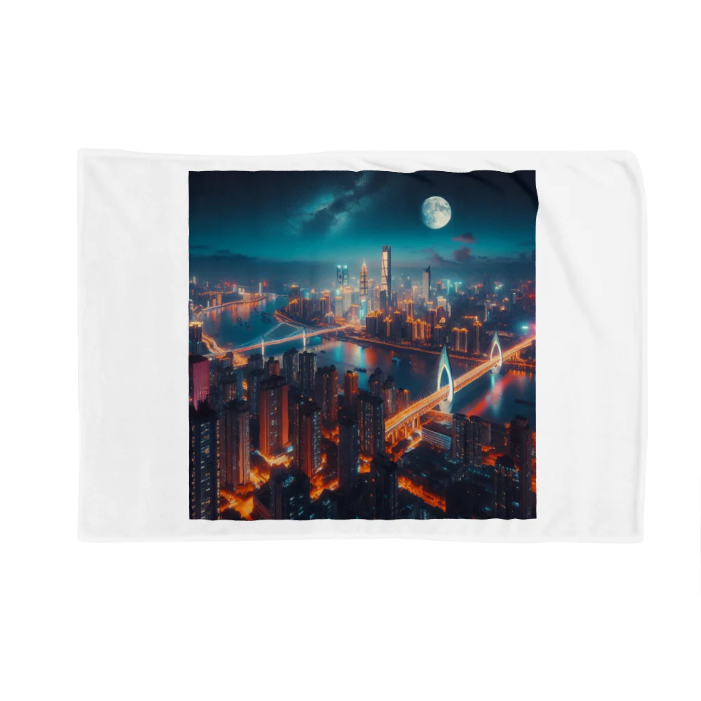 Teesignsの月夜に輝く未来都市 Blanket