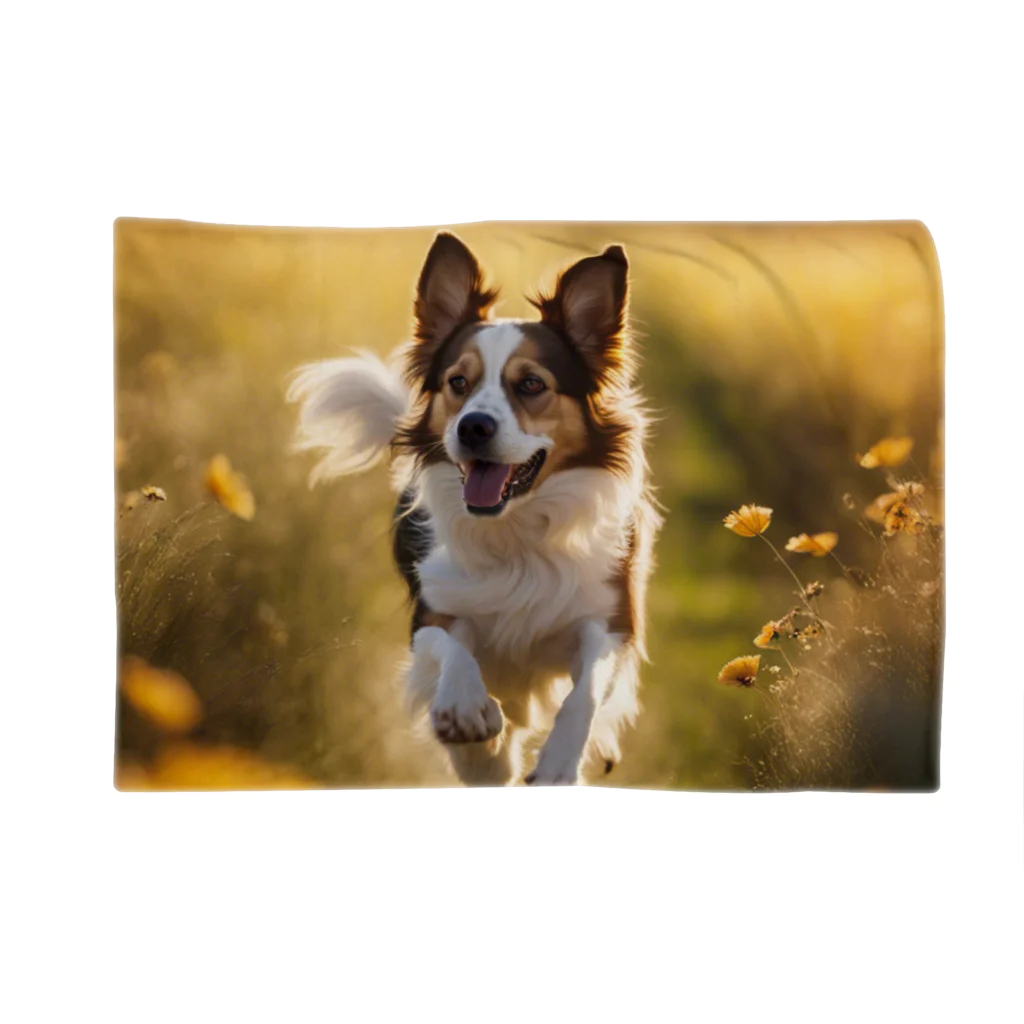 zigerparkのお花畑を駆ける犬 Blanket