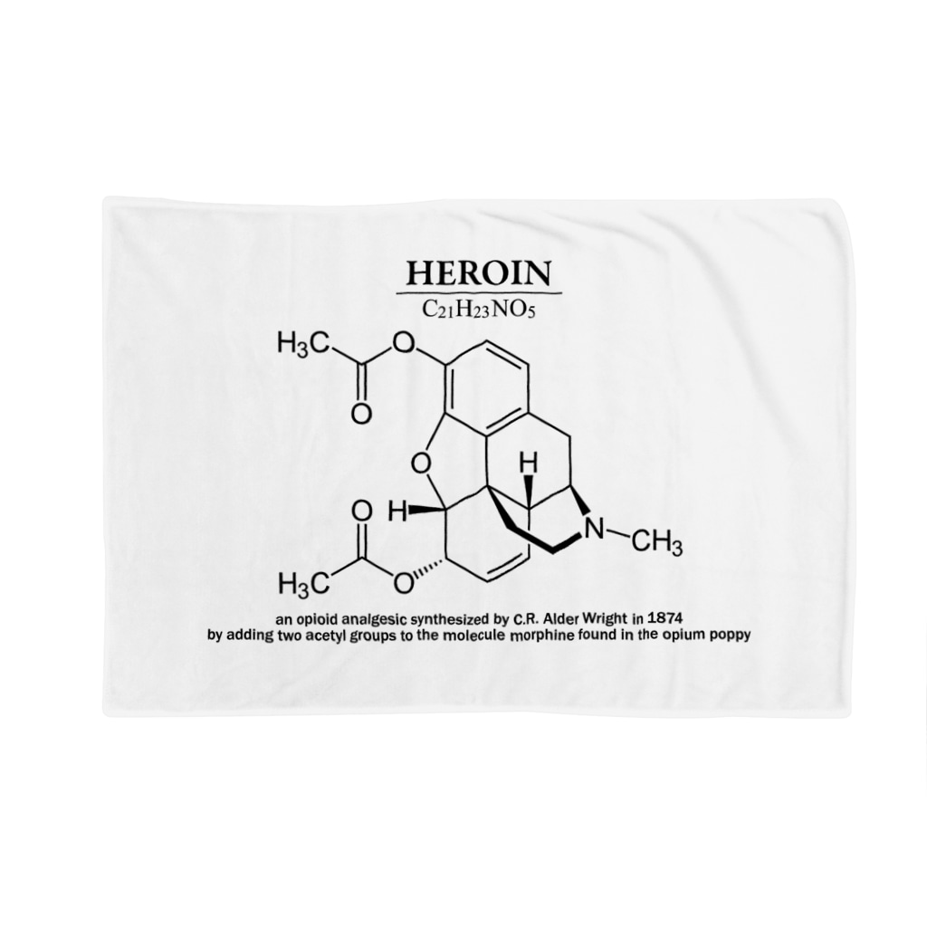 ヘロイン 麻薬の一種 コカイン モルヒネなど 化学 化学構造 分子式 アタマスタイル Atamastyle のブランケット通販 Suzuri スズリ